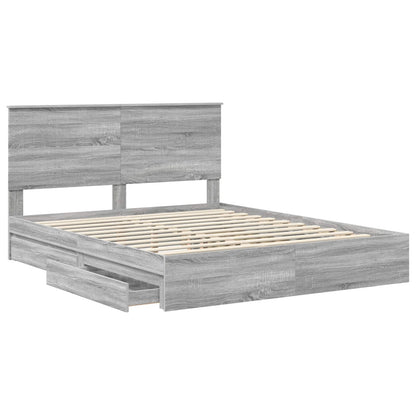 Storage Bed Grey Sonoma 160 x 200 cm Engineered Wood