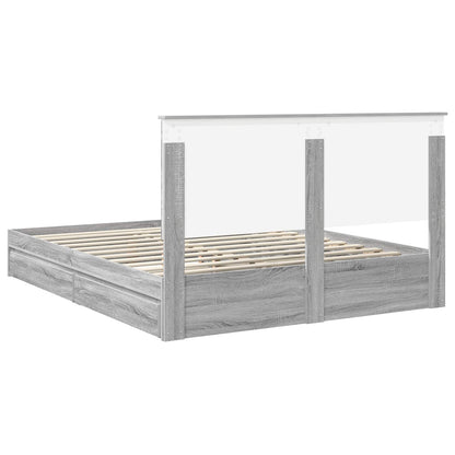 Storage Bed Grey Sonoma 160 x 200 cm Engineered Wood