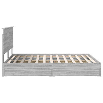Storage Bed Grey Sonoma 160 x 200 cm Engineered Wood