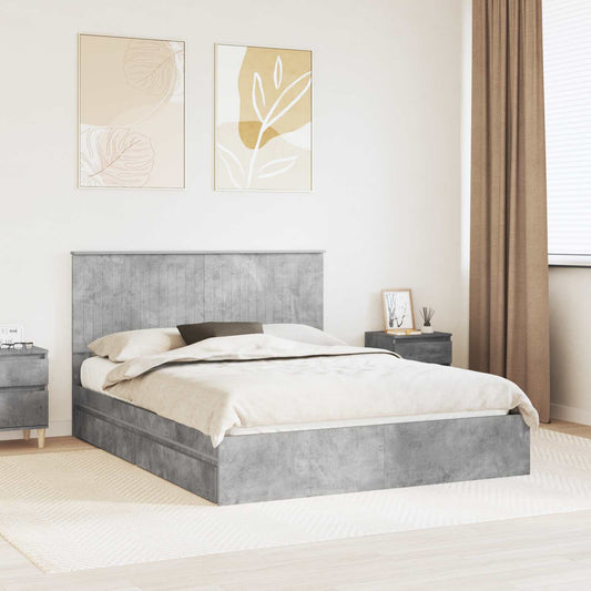 Storage Bed Concrete Grey 150 x 200 cm Engineered Wood