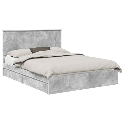 Storage Bed Concrete Grey 150 x 200 cm Engineered Wood