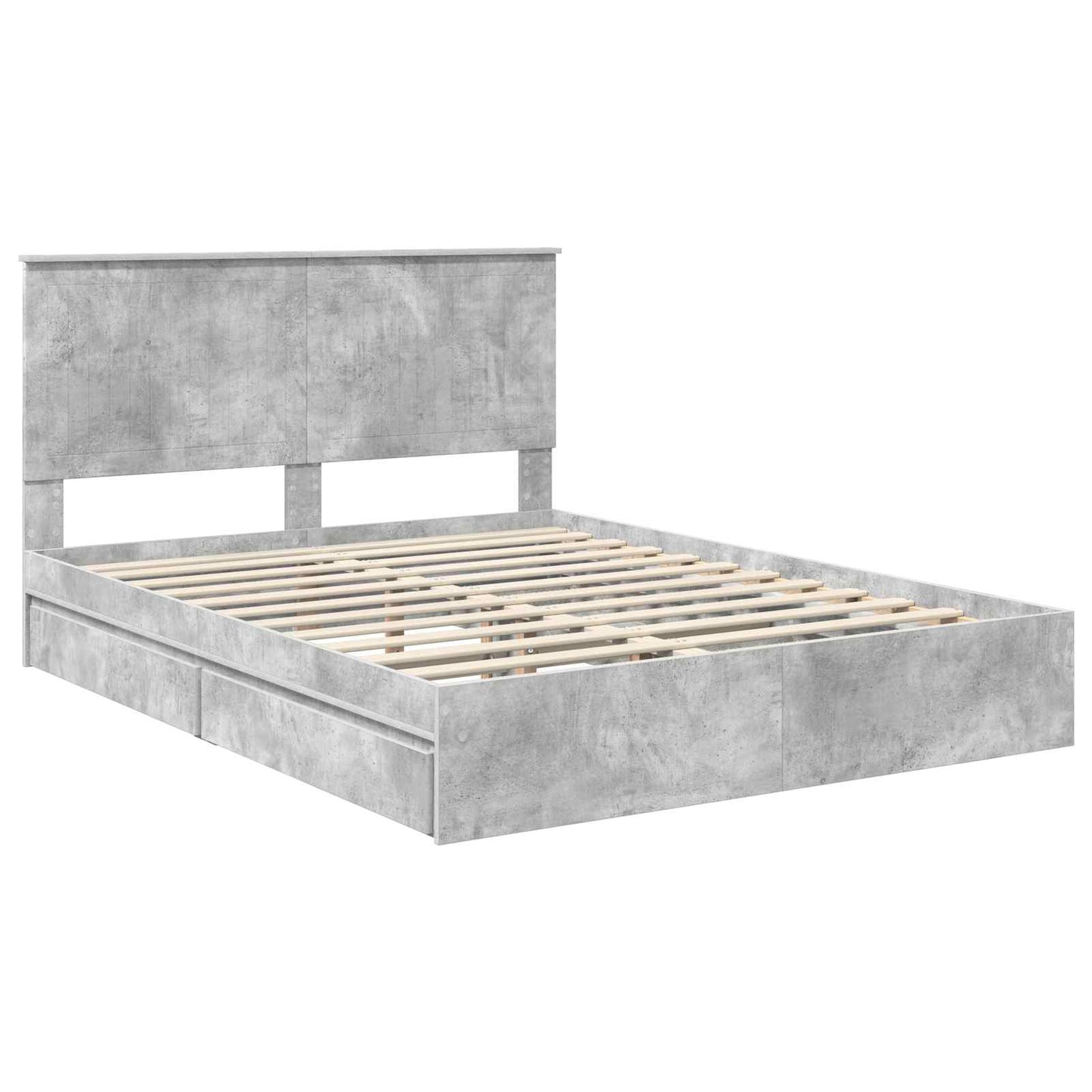 Storage Bed Concrete Grey 150 x 200 cm Engineered Wood