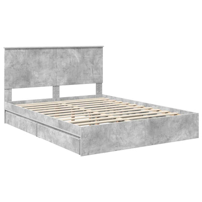 Storage Bed Concrete Grey 150 x 200 cm Engineered Wood