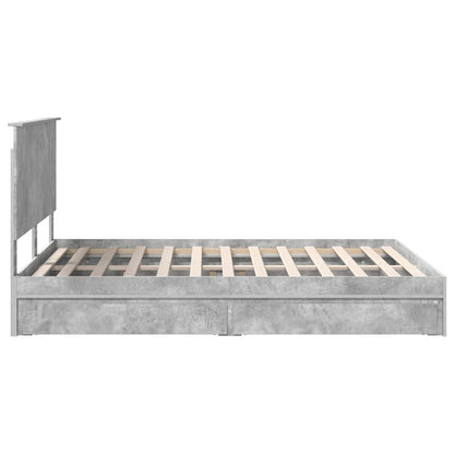Storage Bed Concrete Grey 150 x 200 cm Engineered Wood