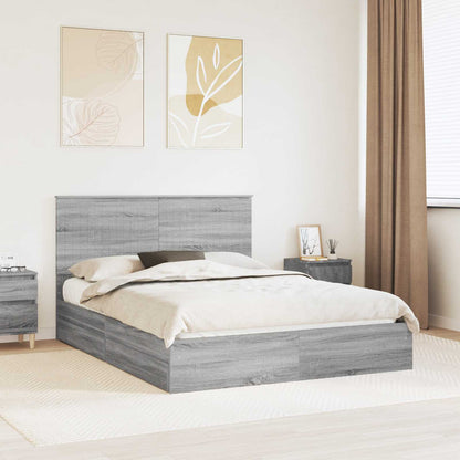 Storage Bed Grey Sonoma 150 x 200 cm Engineered Wood