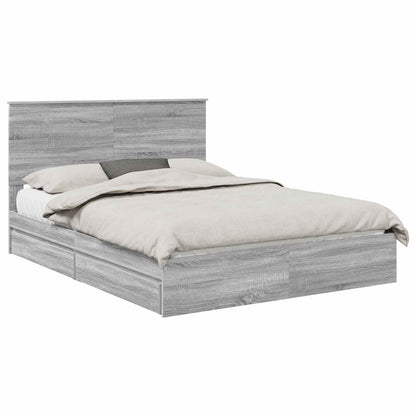 Storage Bed Grey Sonoma 150 x 200 cm Engineered Wood