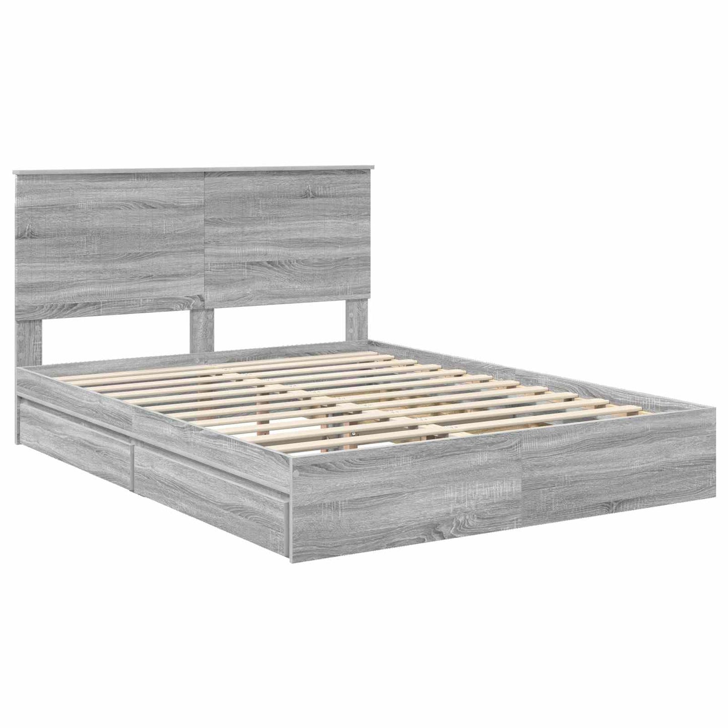 Storage Bed Grey Sonoma 150 x 200 cm Engineered Wood