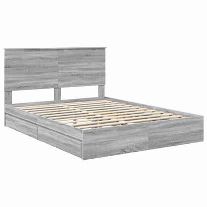 Storage Bed Grey Sonoma 150 x 200 cm Engineered Wood