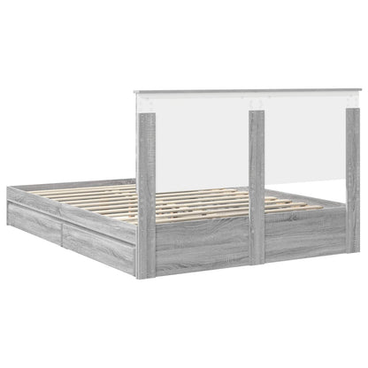 Storage Bed Grey Sonoma 150 x 200 cm Engineered Wood