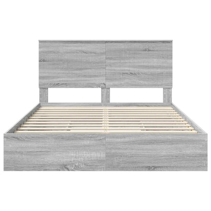 Storage Bed Grey Sonoma 150 x 200 cm Engineered Wood