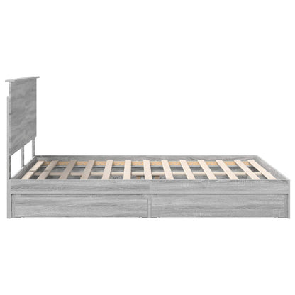 Storage Bed Grey Sonoma 150 x 200 cm Engineered Wood