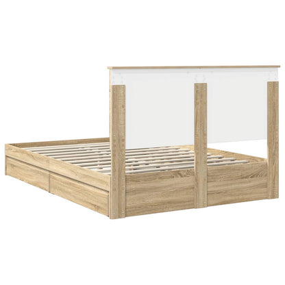 Storage Bed with Drawer Sonoma Oak 140 x 200 cm Engineered Wood