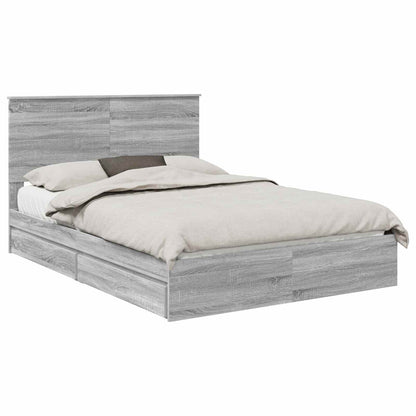 Storage Bed Grey Sonoma 140 x 200 cm Engineered Wood