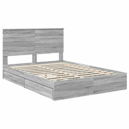 Storage Bed Grey Sonoma 140 x 200 cm Engineered Wood