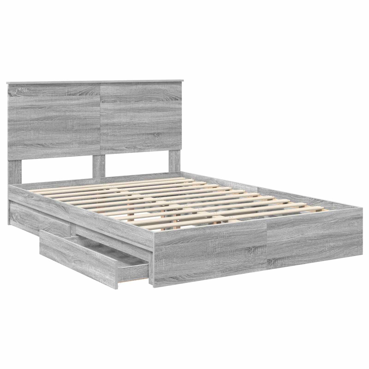 Storage Bed Grey Sonoma 140 x 200 cm Engineered Wood