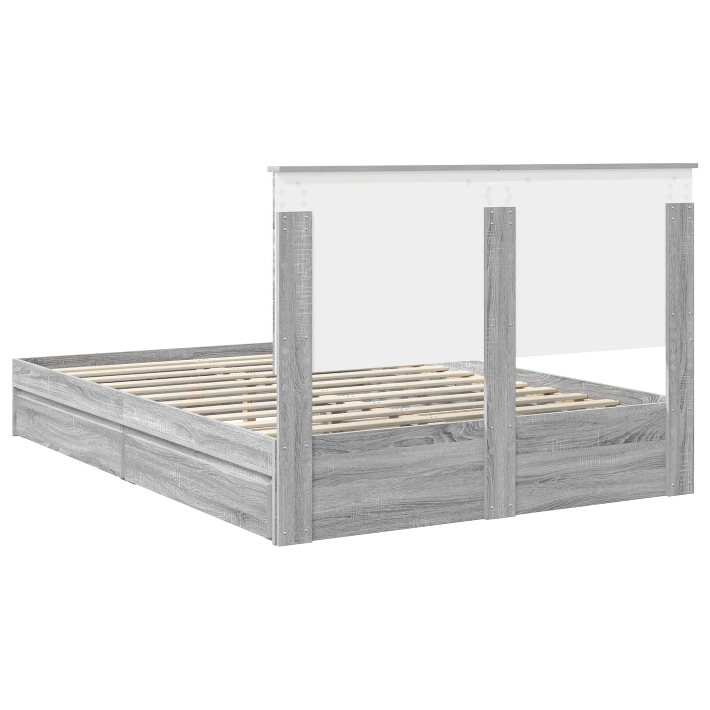 Storage Bed Grey Sonoma 140 x 200 cm Engineered Wood