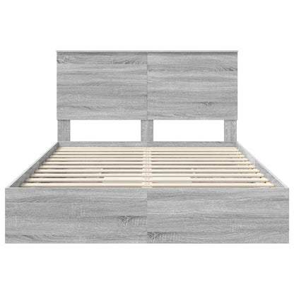 Storage Bed Grey Sonoma 140 x 200 cm Engineered Wood