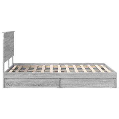 Storage Bed Grey Sonoma 140 x 200 cm Engineered Wood