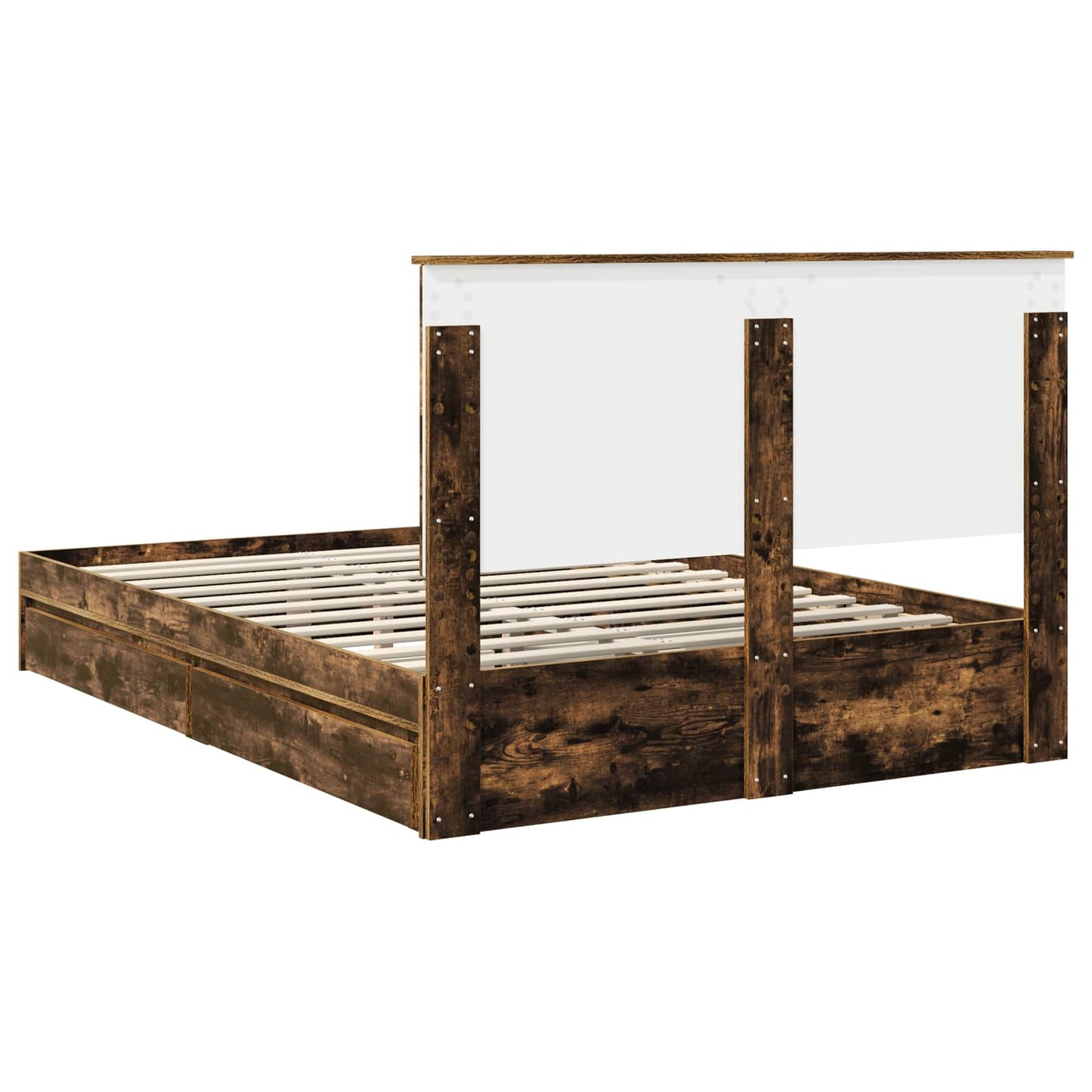 Storage Bed with Drawer Smoked Oak 140 x 190 cm Engineered Wood