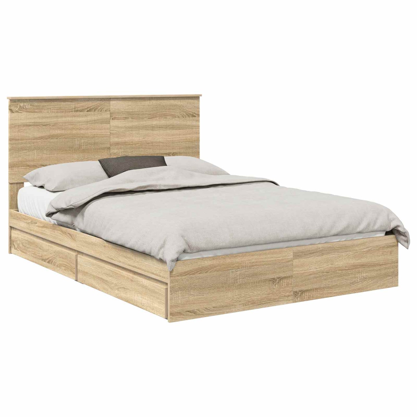 Storage Bed with Drawer Sonoma Oak 135 x 190 cm Engineered Wood