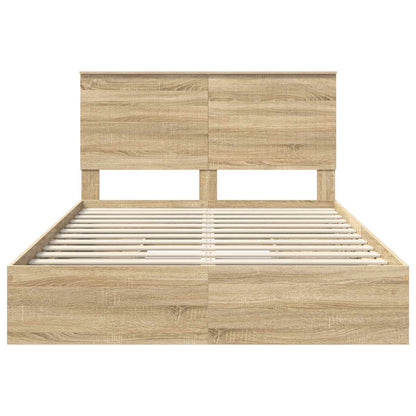 Storage Bed with Drawer Sonoma Oak 135 x 190 cm Engineered Wood