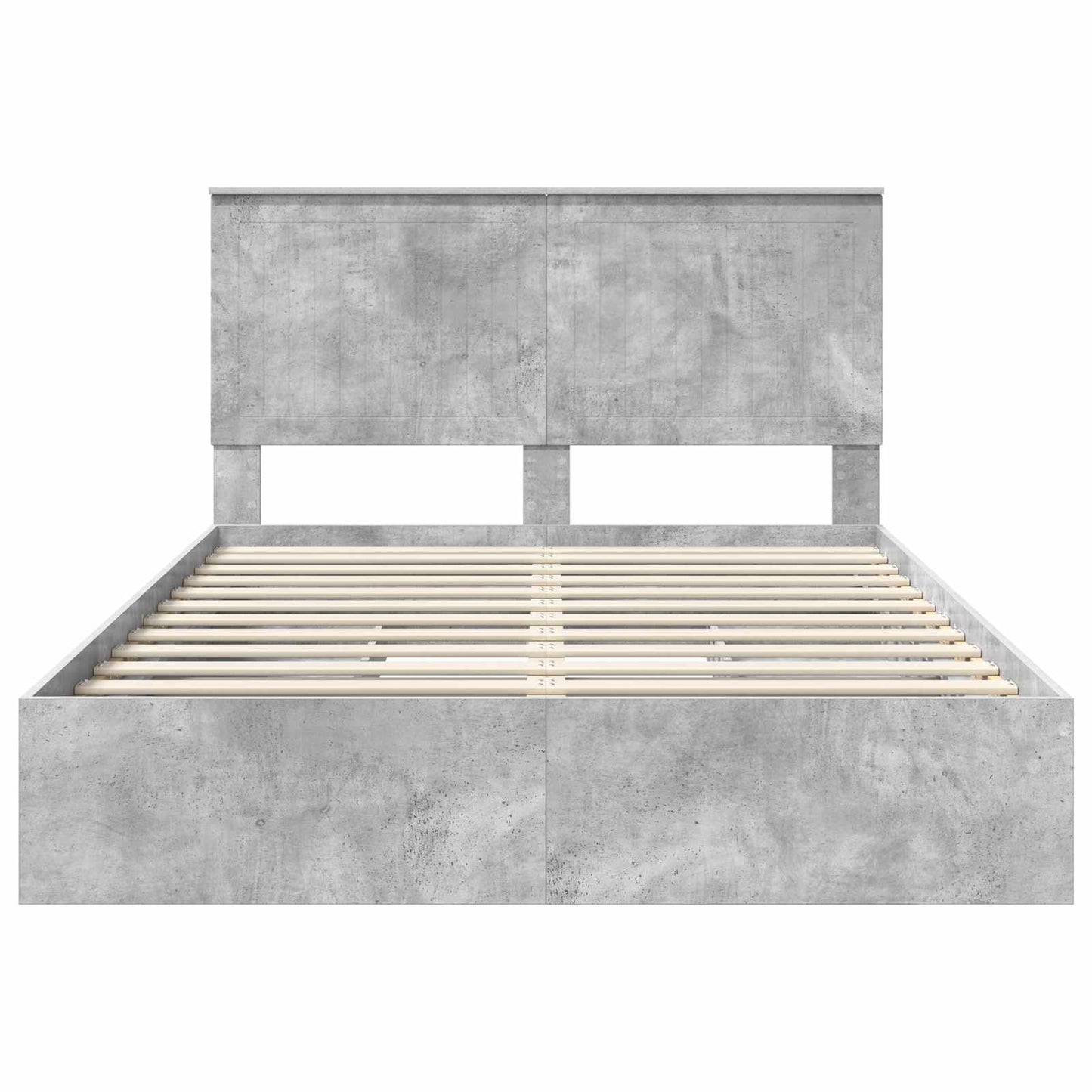 Storage Bed Concrete Grey 135 x 190 cm Engineered Wood