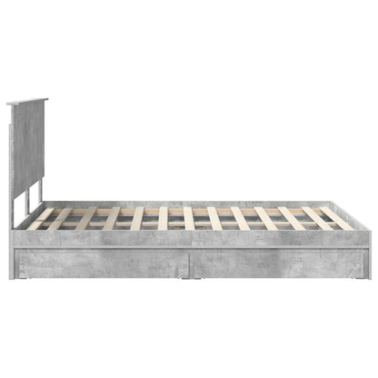 Storage Bed Concrete Grey 135 x 190 cm Engineered Wood