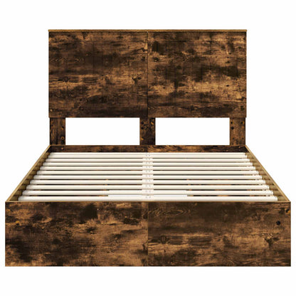 Storage Bed with Drawer Smoked Oak 120 x 200 cm Engineered Wood