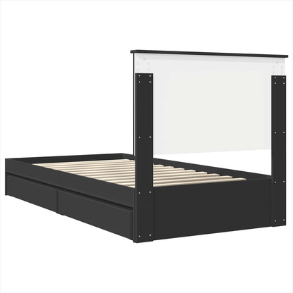 Storage Bed with Headboard Black 100 x 200 cm Engineered Wood
