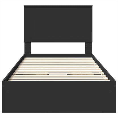 Storage Bed with Headboard Black 100 x 200 cm Engineered Wood