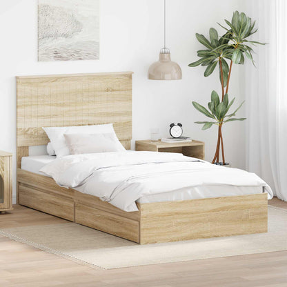 Storage Bed with Drawer Sonoma Oak 100 x 200 cm Engineered Wood