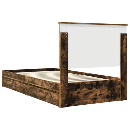Storage Bed with Drawer Smoked Oak 100 x 200 cm Engineered Wood