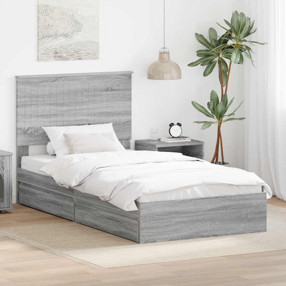 Storage Bed Grey Sonoma 100 x 200 cm Engineered Wood