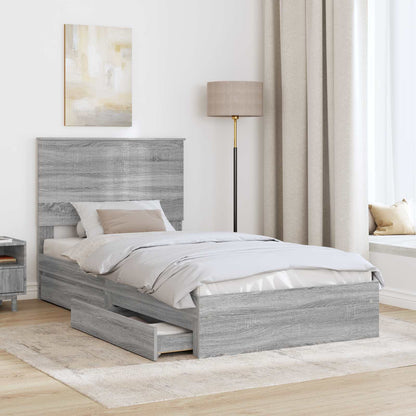 Storage Bed Grey Sonoma 100 x 200 cm Engineered Wood