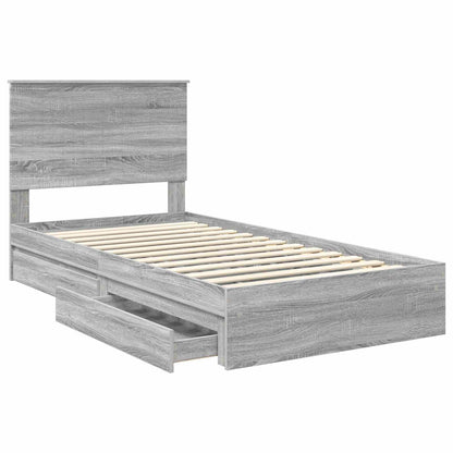 Storage Bed Grey Sonoma 100 x 200 cm Engineered Wood