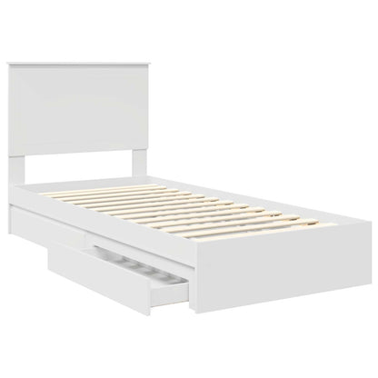 Storage Bed with Headboard White 90 x 200 cm Engineered Wood