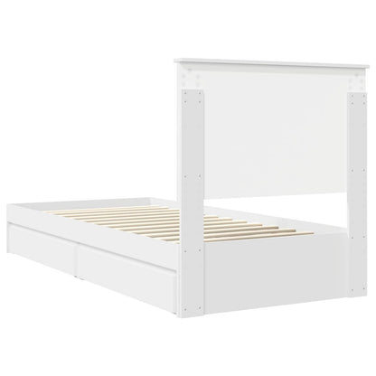 Storage Bed with Headboard White 90 x 200 cm Engineered Wood
