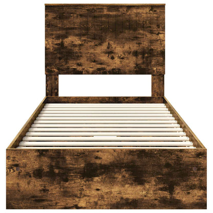 Storage Bed with Drawer Smoked Oak 90 x 200 cm Engineered Wood