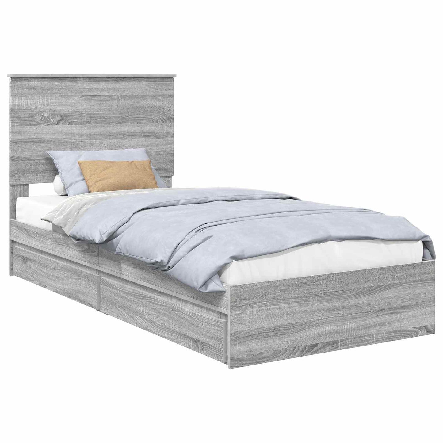 Storage Bed with Drawer Grey Sonoma 90 x 200 cm Engineered Wood