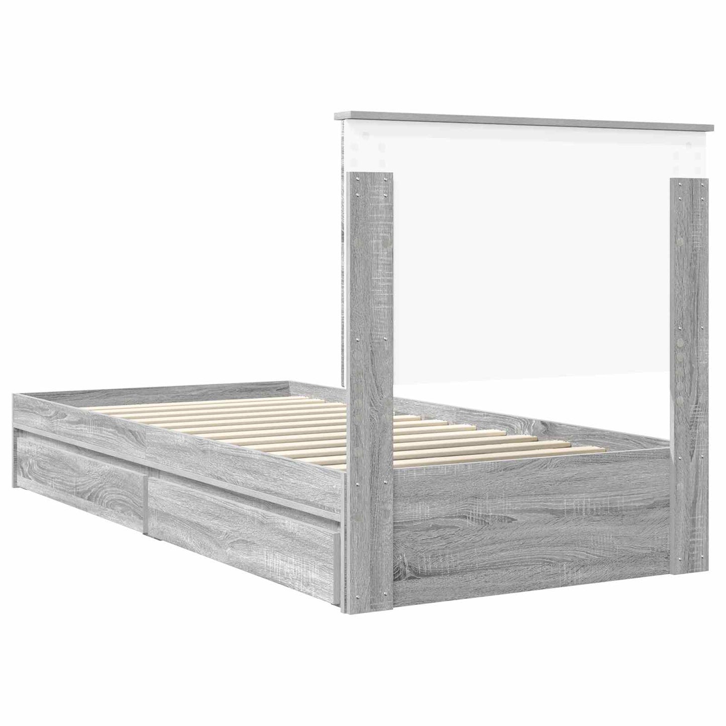 Storage Bed with Drawer Grey Sonoma 90 x 200 cm Engineered Wood