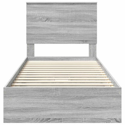 Storage Bed with Drawer Grey Sonoma 90 x 200 cm Engineered Wood