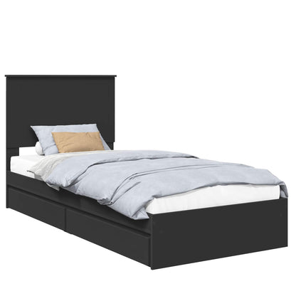 Storage Bed with Headboard Black 90 x 190 cm Engineered Wood