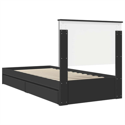 Storage Bed with Headboard Black 90 x 190 cm Engineered Wood