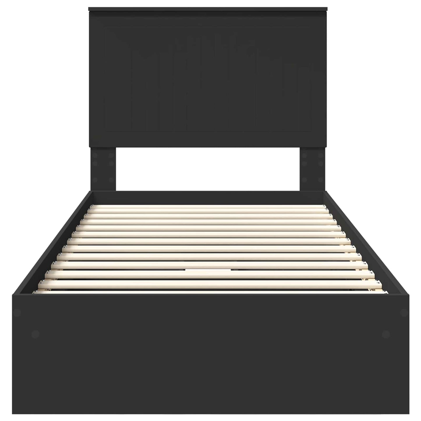 Storage Bed with Headboard Black 90 x 190 cm Engineered Wood