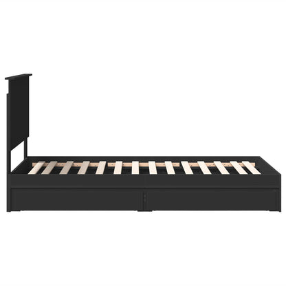 Storage Bed with Headboard Black 90 x 190 cm Engineered Wood