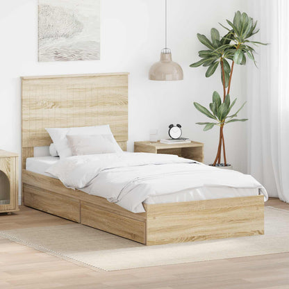 Storage Bed with Drawer Sonoma Oak 90 x 190 cm Engineered Wood