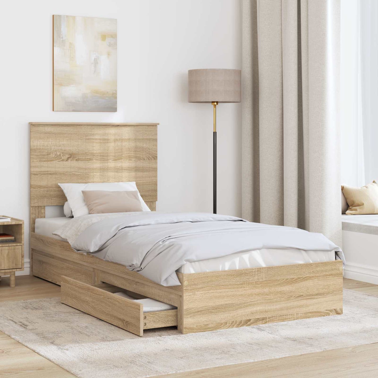 Storage Bed with Drawer Sonoma Oak 90 x 190 cm Engineered Wood