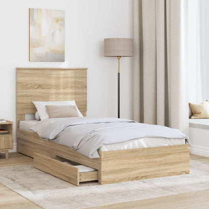 Storage Bed with Drawer Sonoma Oak 90 x 190 cm Engineered Wood