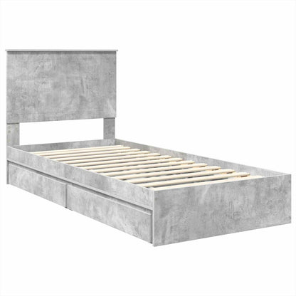Storage Bed Concrete Grey 90 x 190 cm Engineered Wood