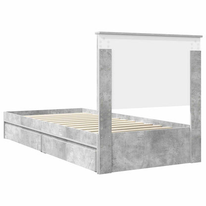 Storage Bed Concrete Grey 90 x 190 cm Engineered Wood